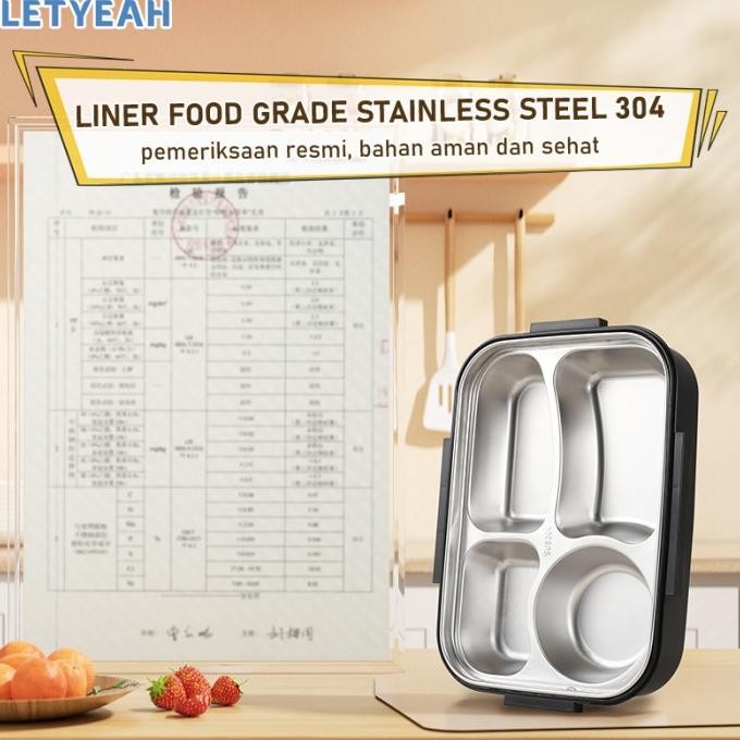 Letyeah Lunch Box Stainless Anti Tumpah/Kotak Makan Dengan Mangkuk Sup
