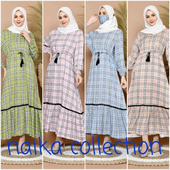 Gamis Bahan Rayon Motif Kotak-Kotak #Gratisongkir #Sale #Discount