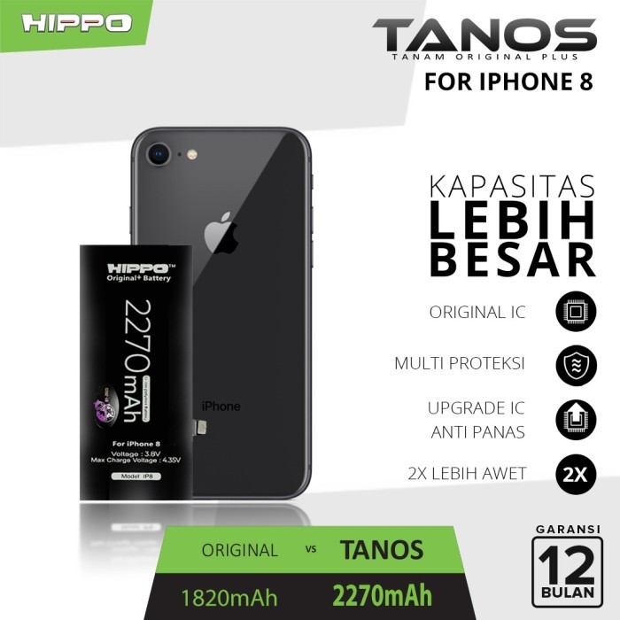 Hippo baterai iphone 8 2270 MAH Original+ Premium Cell Quality