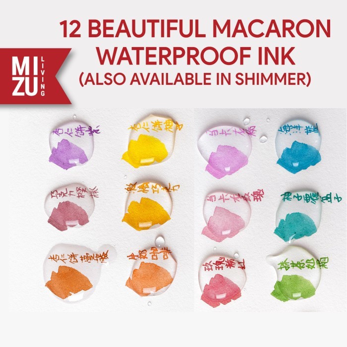 

TERLARIS! BANMI MACARON 12 WATERPROOF Fountain Pen Brush Ink SET Calligraphy Set Tinta Glitter