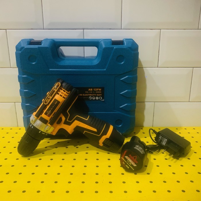 MESIN BOR CORDLESS 10MM 12V + CHARGER CORDLESS DRILL 2 BATERAI YUKIDO