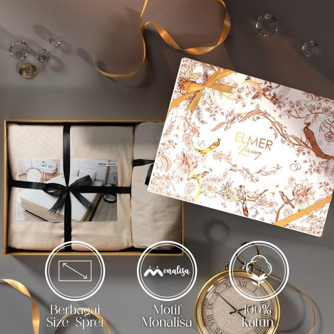Elmer Living Hampers Sprei | Monalisa Sprei Polos | Kado Pernikahan