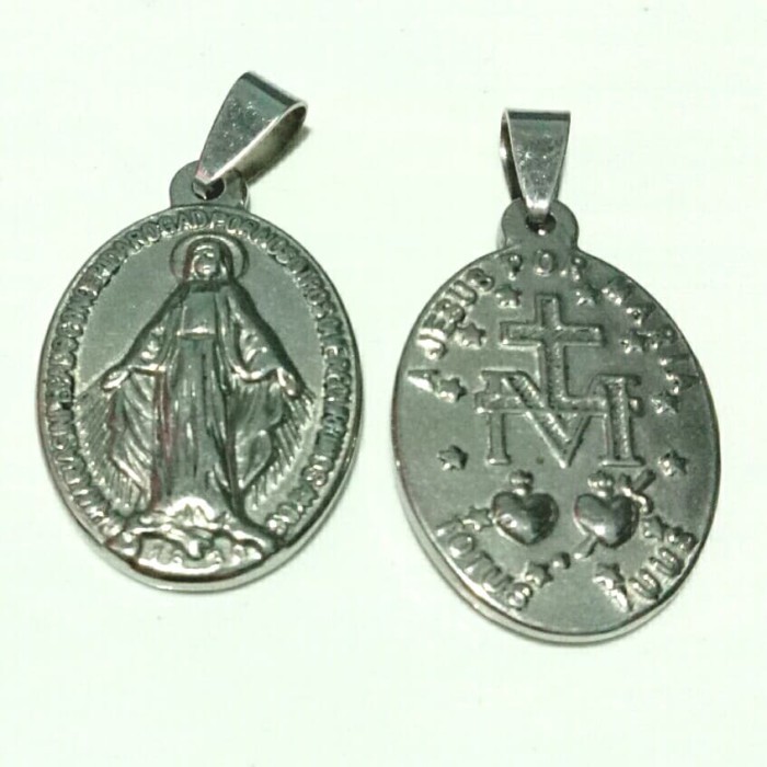 kalung Maria medali wasiat titanium