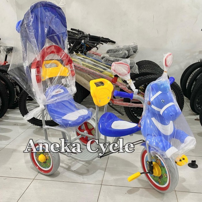 PROMO Sepeda Anak Roda Tiga Family Kuda Boncengan Satu Musik