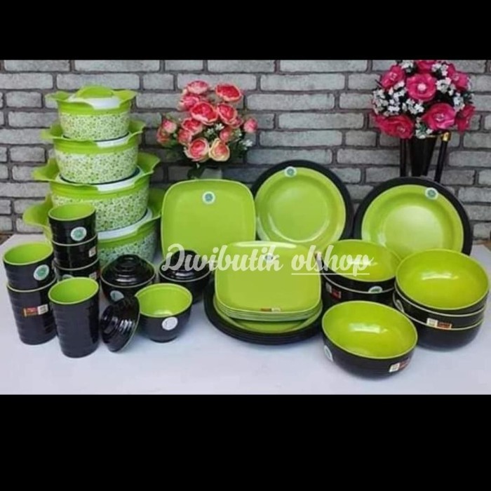 Piring Melamin Set 30Pcs + Food Warmer Magnolia
