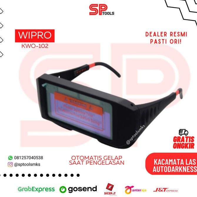 Kacamata / Kaca Mata Las Auto Darknes Otomatis Gelap Wipro Kwo-102 Original Dan Terpercaya