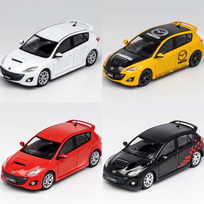 GCD 1/64 Mazda 3 MPS White Black Red Yellow Diecast Mobil