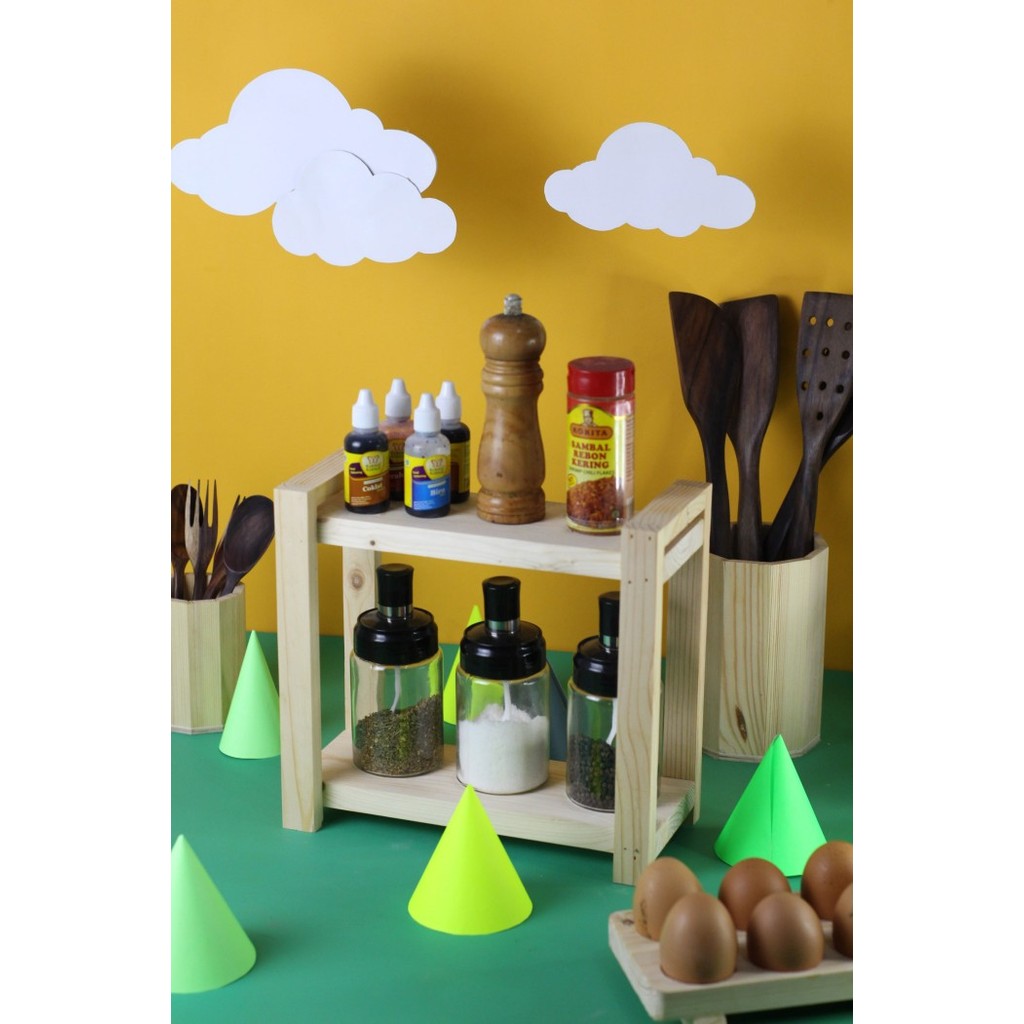 

PROMO Rak bumbu dapur kayu tempat kosmetik minimalis serbaguna