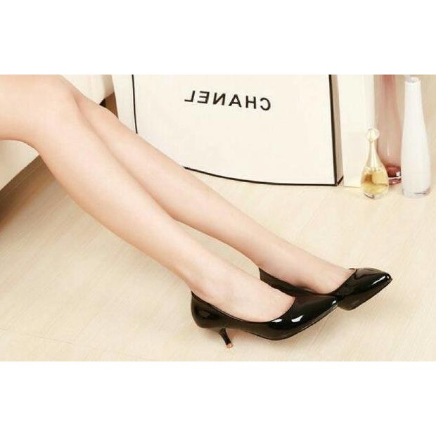 SEPATU WANITA HIGH HEELS PANTOFEL 7CM HITAM