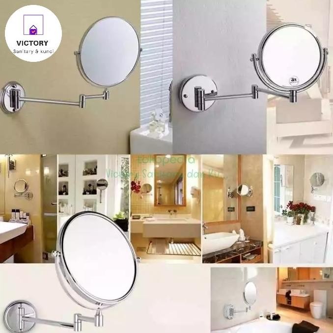 Cermin Bulat Wastafel / Cermin Tarik / Cermin Pembesar / Kaca Cermin