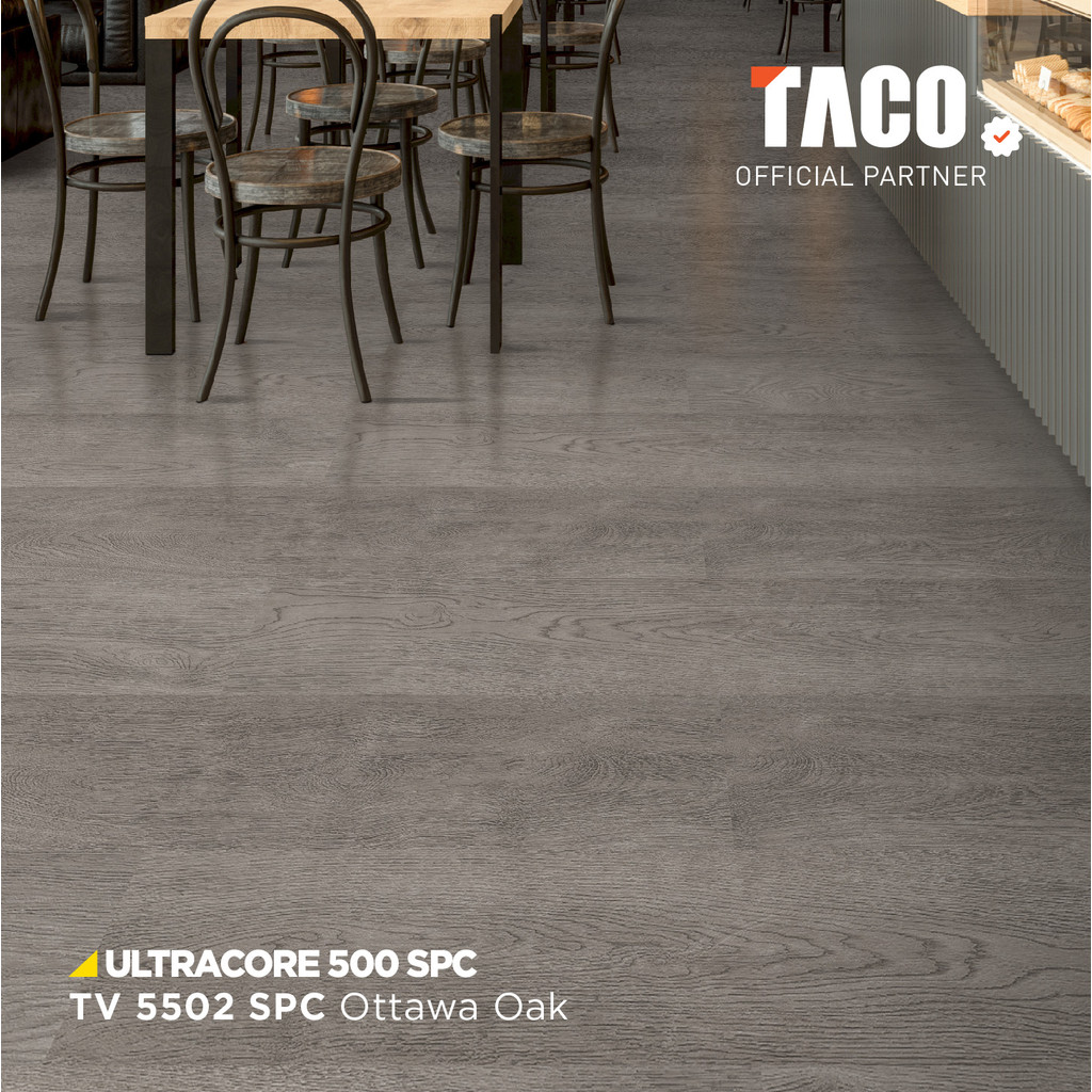 TACO Lantai SPC 5mm Klik Motif Kayu Per 1 Box (Isi 11 Lembar / 2,29 m²) - TV 5502 Ottawa Oak