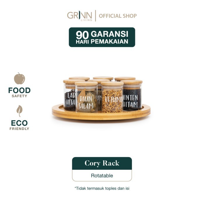 

FREE ONGKIR Grinn Living Cory Lazy susan Rak Tempat Bumbu Putar Kayu Bambu