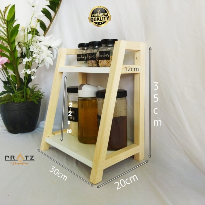 

FREE ONGKIR Rak kayu bumbu dapur rak kosmetik makeup serbaguna ukuran 302035cm