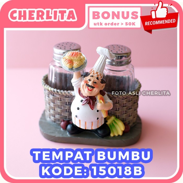 

TERJAMIN Wadah Bumbu Patung Chef Estetik Lucu Pajangan Dapur Koki Roti Kado