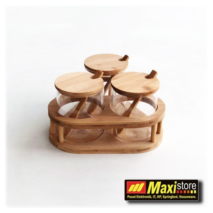 

SALE Tempat Bumbu Kaca Tutup Kayu Model Segitiga Cristal Indo - Maxistore