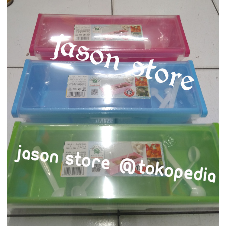 

SALE Tempat bumbu Green leaf saffron 1499/Wadah bumbu sekat green leaf