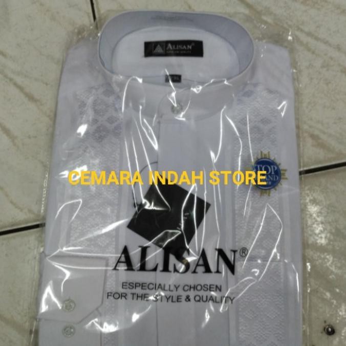 TERBARU BAJU KOKO PUTIH ALISAN LENGAN PANJANG 