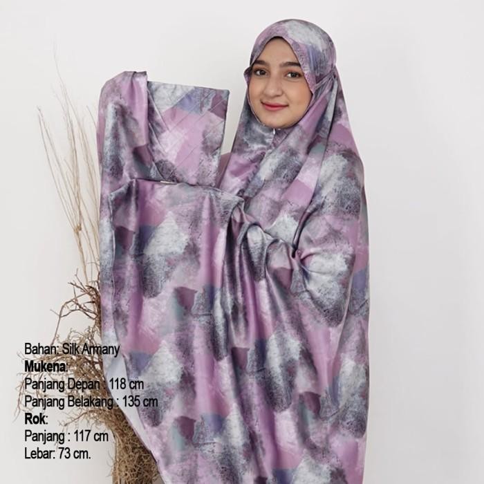 mukena armani silk motif Bunga lembut premium
