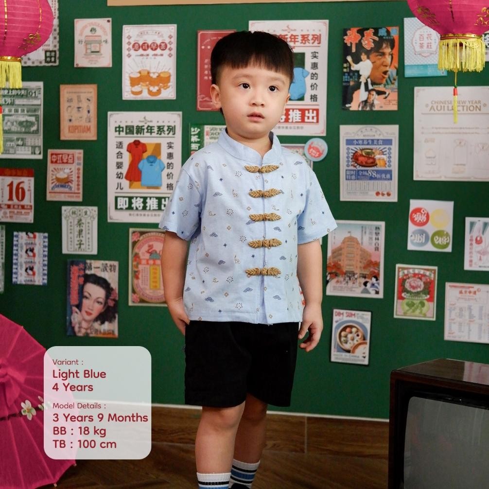 CR - Shanghai Top Toddler (Baju Cheongsam Atasan ImlekMerah Motif Khas Sincia AnakLaki-Laki Atasan A