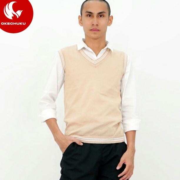 Oechuu Rompi Rajut Pria Vet Rajut Pria Rem Lit Putih Vet Pria
