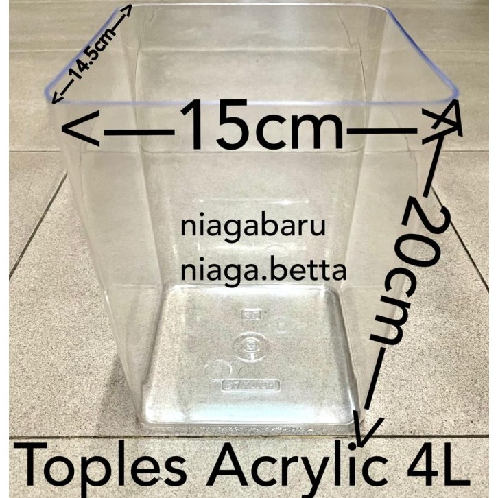 Toples Akrilik 4 Liter 6Pcs Toples Cupang Toples Serbaguna