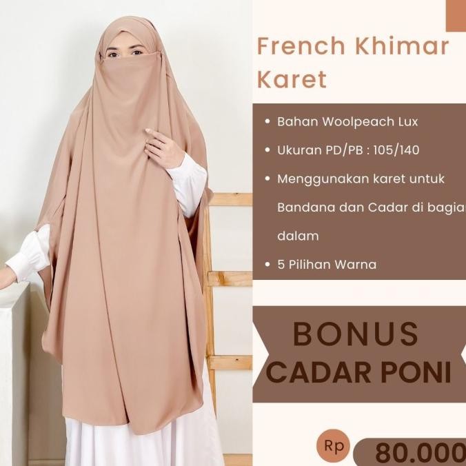 French Khimar Karet / Khimar Jumbo Karet Kain Woolpeach Lux