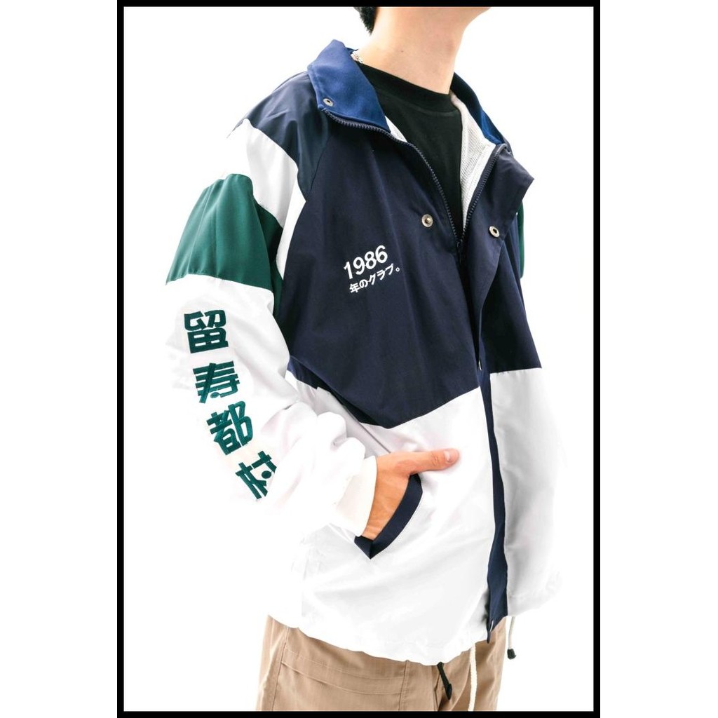 terbaru oversize jacket japan colorblock / jaket jepang vintage navy 1986 best seller