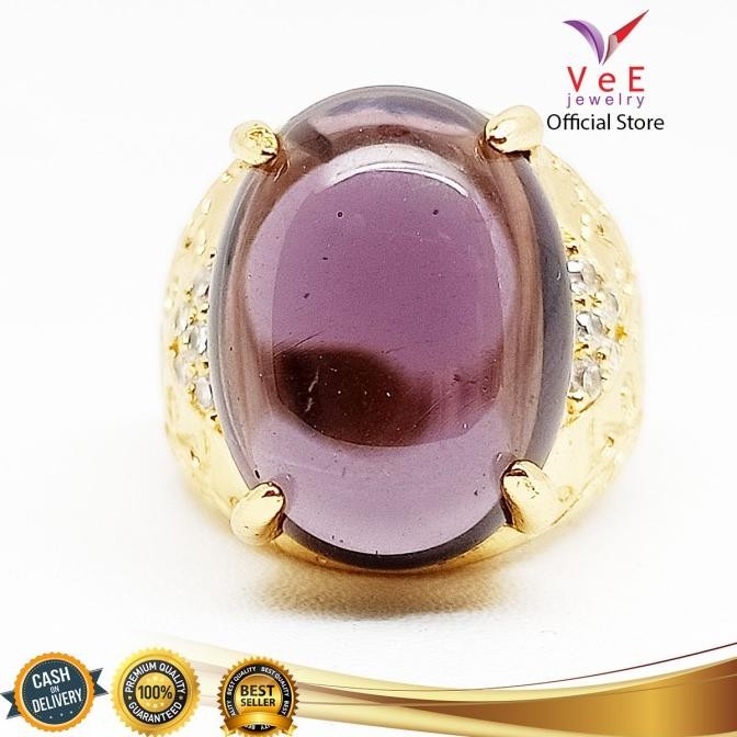 Cincin Emas Pria Batu Kecubung Ungu - Vee Cincin Pria Batu Akik Original Dan Terpercaya