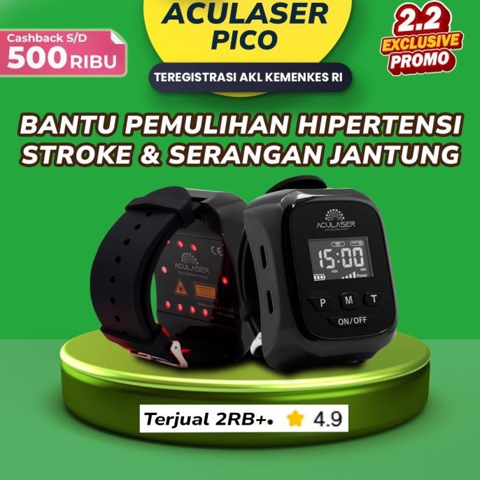 Aculaser Pico 10 Titik Warna Laser Merah - Alat Terapi Jam Laser Bantu Lancarkan Aliran Darah Cegah 