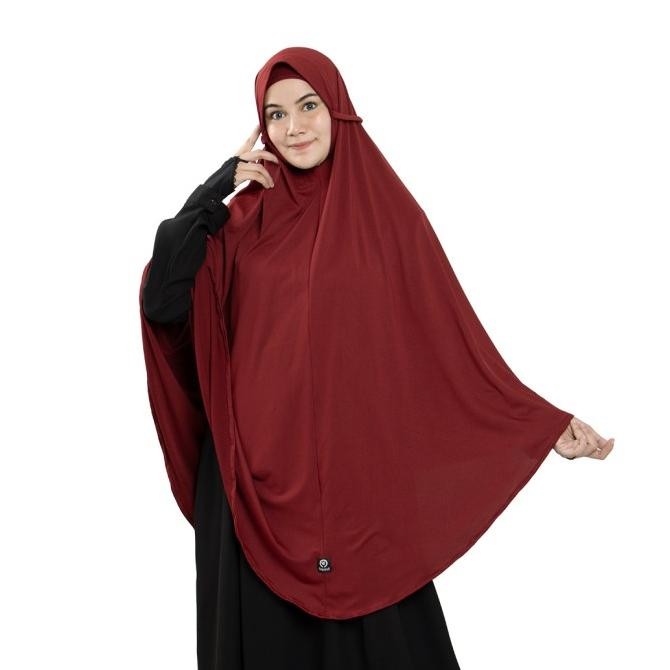 Bajuyuli Jilbab Bergo Maryam Jumbo Syari Polos Jersey Soft Pet - Marun