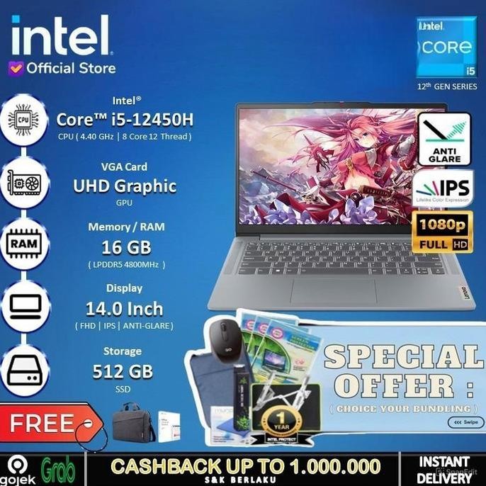 Lenovo Ideapad Slim 3 - Core I5 12450H 16Gb 512G Ssd 14" Fhd Ips Win11