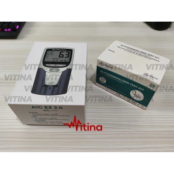 HBA1C BioHermes Alat Test & Strip Reagen Cek Tes Gula Darah Diabetes Control isi 25 GlycoHemoglobin