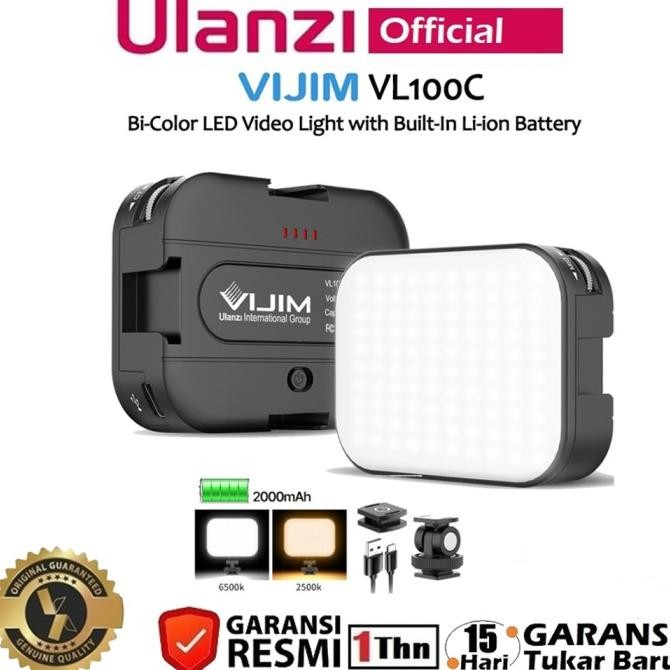 Ulanzi Vijim Vl100C Bi Color Adjustable Led Video Light Lampu Studio