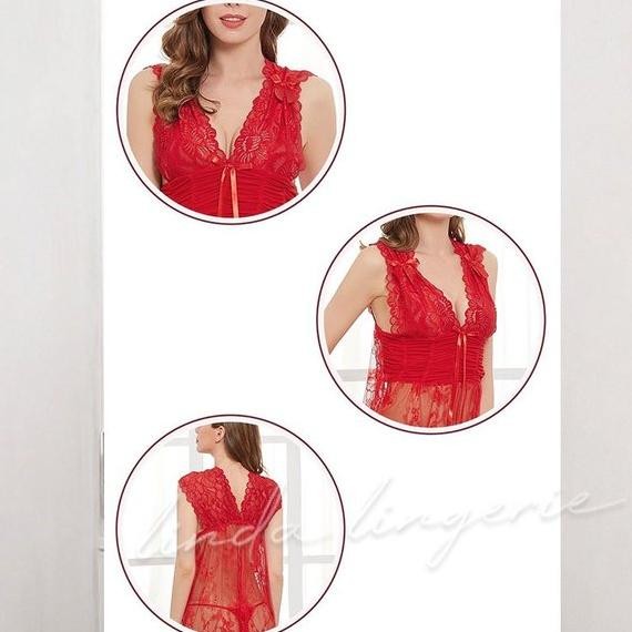KLO Lingerie Sexy Big Size Baju Tidur Sexy Lingerie Jumbo Lingeri + G String LAURENCE SET 2 IN 1