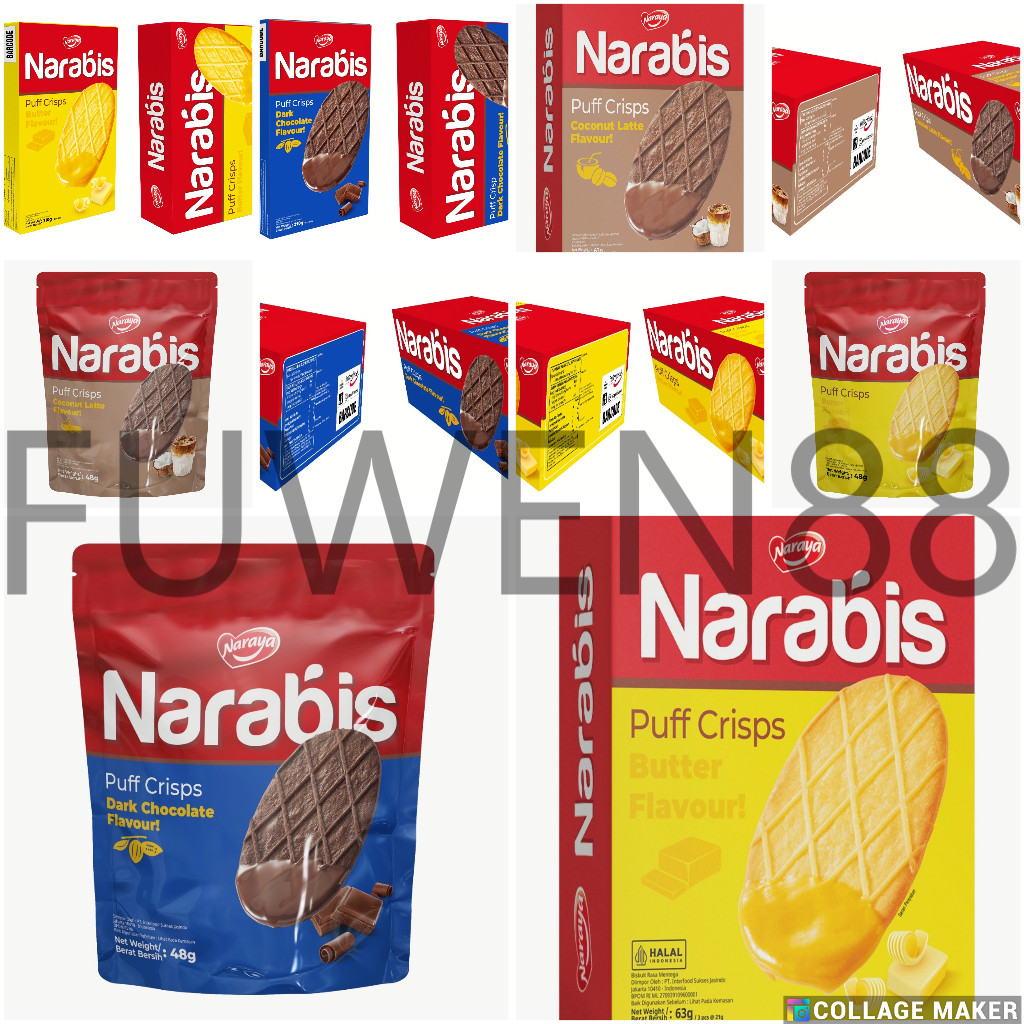 

NARAYA NARABIS PUFF CRISPS Biskuit Cookies Butter Coconut Latte Dark Chocolate 48g / 63g / 210g / 420g