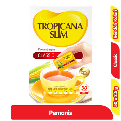 

Tropicana Slim Pemanis Rendah Kalori Klasik 50 x 2.5 g