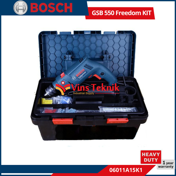 Mesin bor tembok 13mm SET GSB 550 BOSCH GSB550 Freedom kit