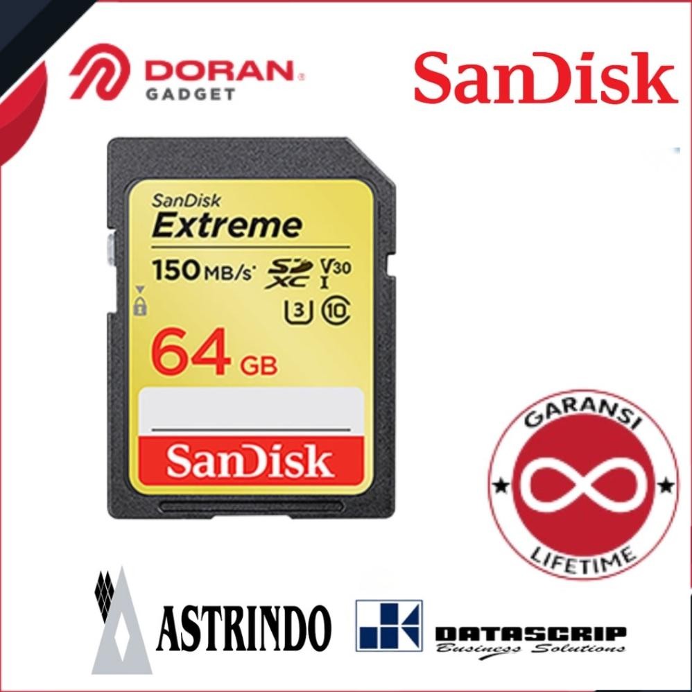 ORIGINAL Sandisk SD Card 64GB CL10 170Mbps Extreme Memory Card 64GB - Garansi Resmi Lifetime g-24