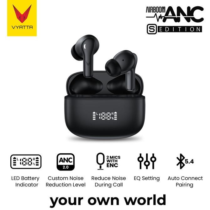 Vyatta Airboom Anc S Tws Bluetooth Headset Earphone 25Db 4 Mic Enc