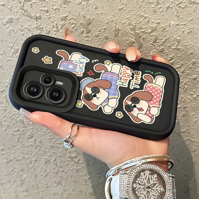 Casing Hp Xiaomi POCO F5 Case anjing kecil memakai kacamata hitam kasingg Cesing ponsel Kesing silik