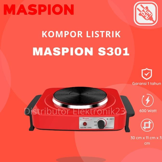 Maspion Kompor Listrik Portable 1 Tungku Mini Low Watt S300 S301 S302