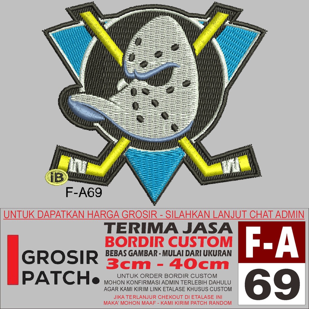PATCH BORDIR LOGO F-A69 ANAHEIM MIGHTY DUCKS NHL - GROSIRPATCH REVIEW/TESTIMONI