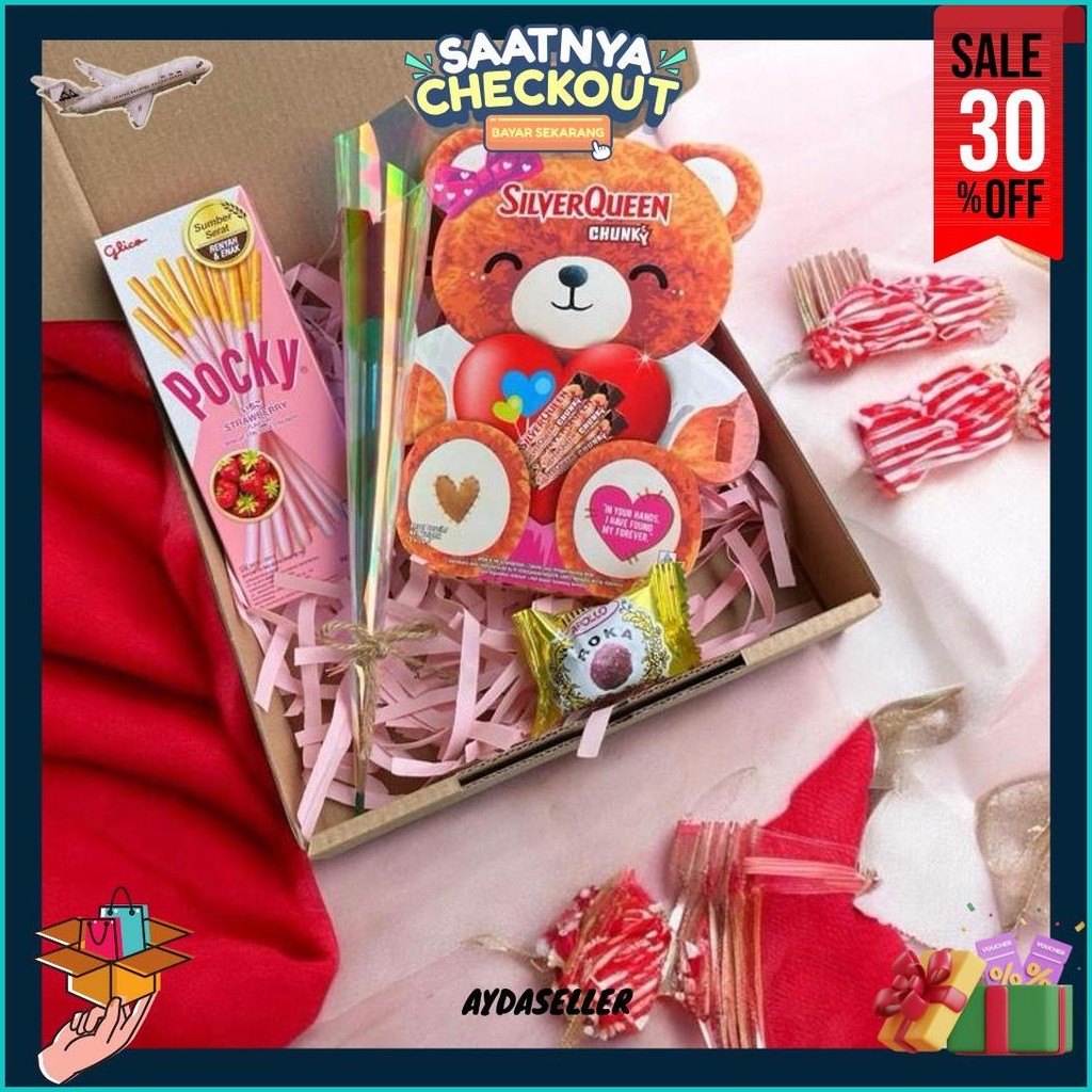 

Hampers Coklat Silverqueen Bear Love Valentine Goft Box Pocky Roka Boneka Terlaris