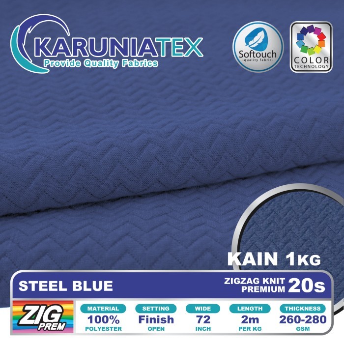 

Kain Zigzag Premium 20s Kiloan Steel Blue Karunia Textile