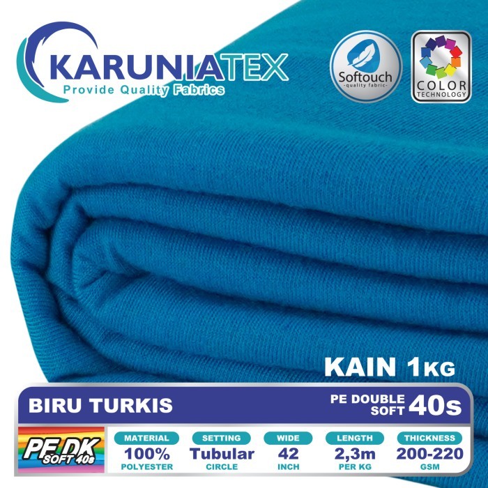 

Kain Kaos PE Double Soft Premium Kiloan Biru Turkis