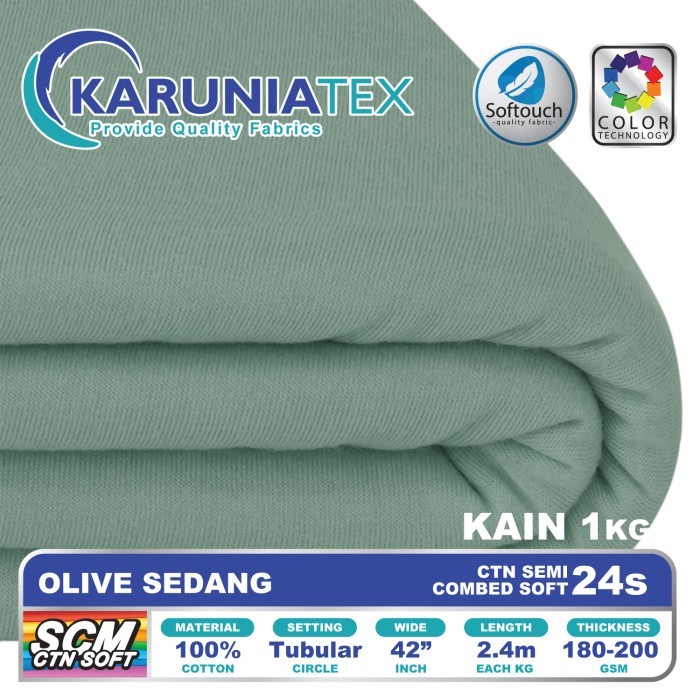 

Kain Kaos Cotton Semi Combed 24s Olive Sedang Karunia Textile