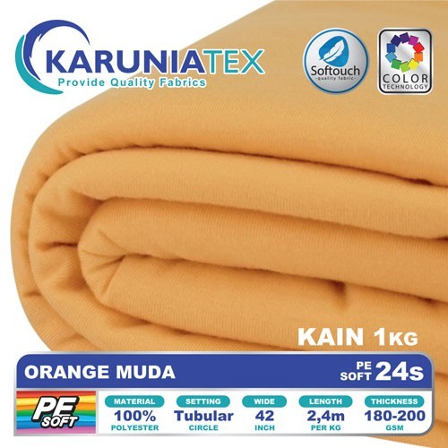 

Kain Kaos PE Soft 24s Kiloan Orange Muda Karunia Textile