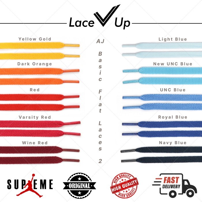 Terlaris Tali Sepatu Air Jordan Nike Dunk Air Force 1 - Flat Basic Color 2 SALE