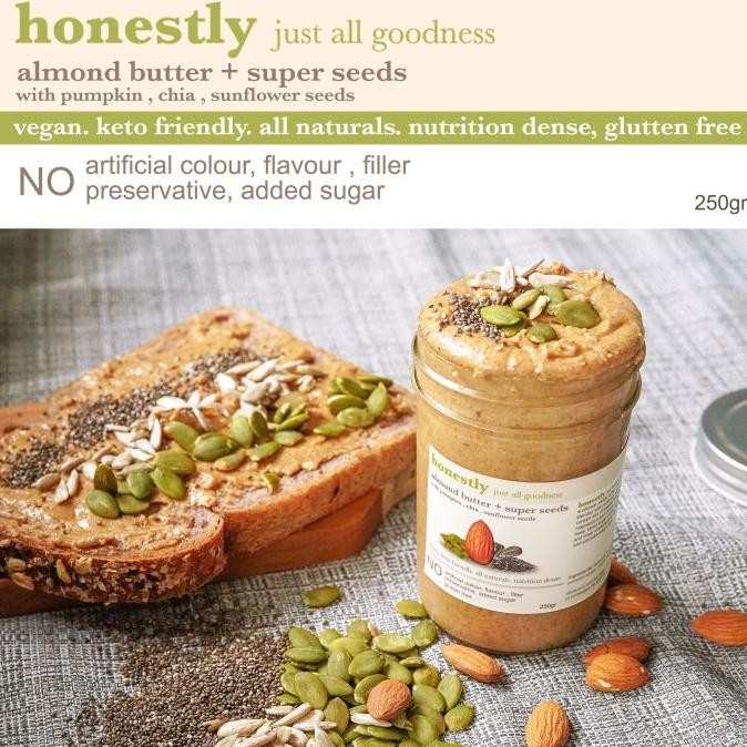 

THEO HONESTLY ALMOND BUTTER - SUPER SEEDS - CHIA PUMPKIN SUNFLOWER SEEDS