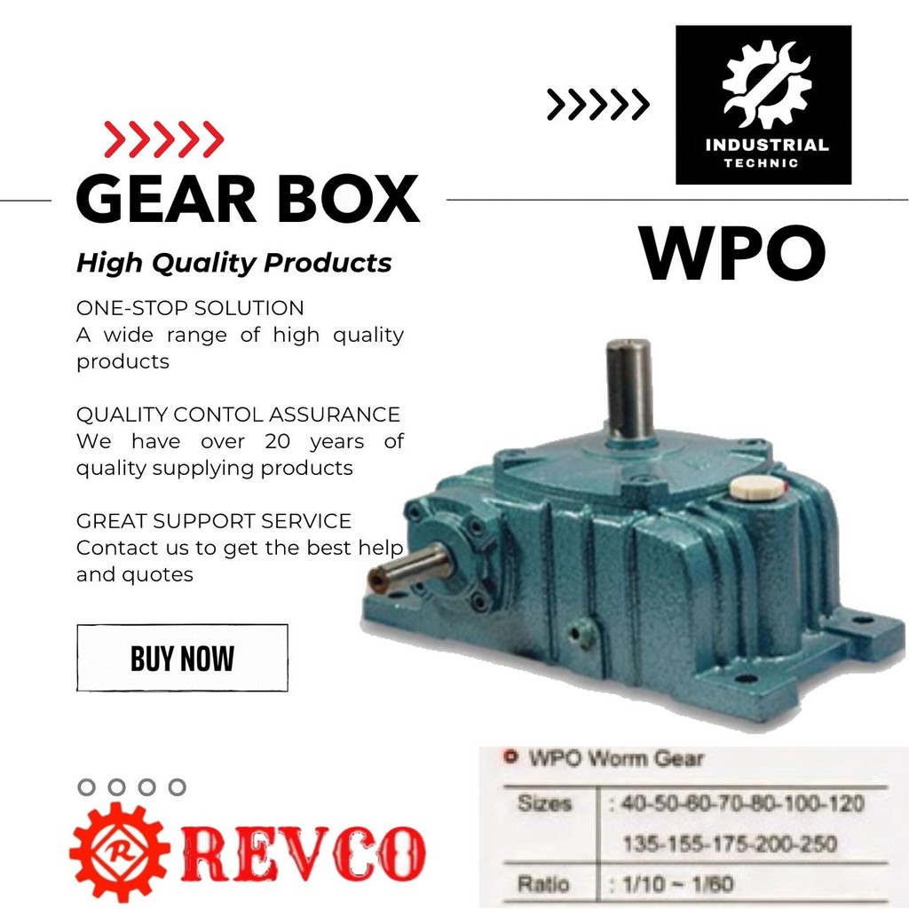 GEAR BOX REVCO WPO 100 WORM GEAR REDUCER RATIO 1:10-60/ GEARBOX WPA/ GEARBOX SPEED REDUCER WPA/ GEAR